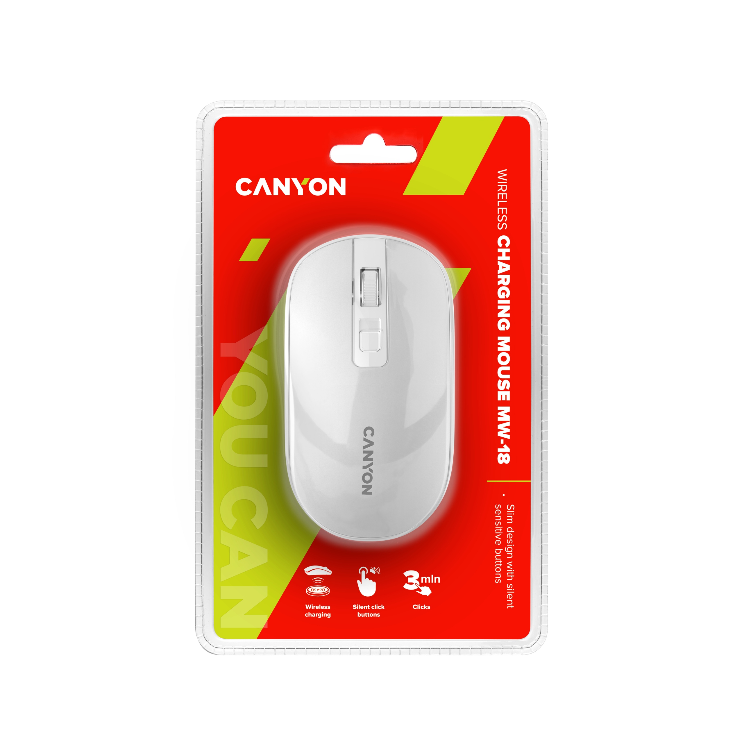 CANYON Mysz bezprzewodowa MW-18 Akumulator Perłowa Biała — 12