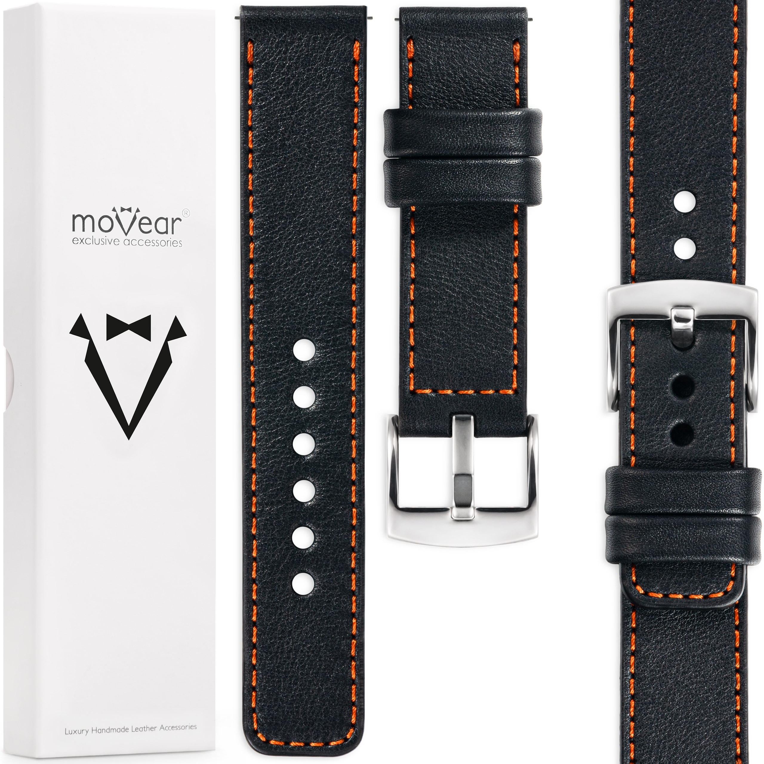 Pásek 24 mm pro prémiové hodinky, exkluzivní, stylový, černý