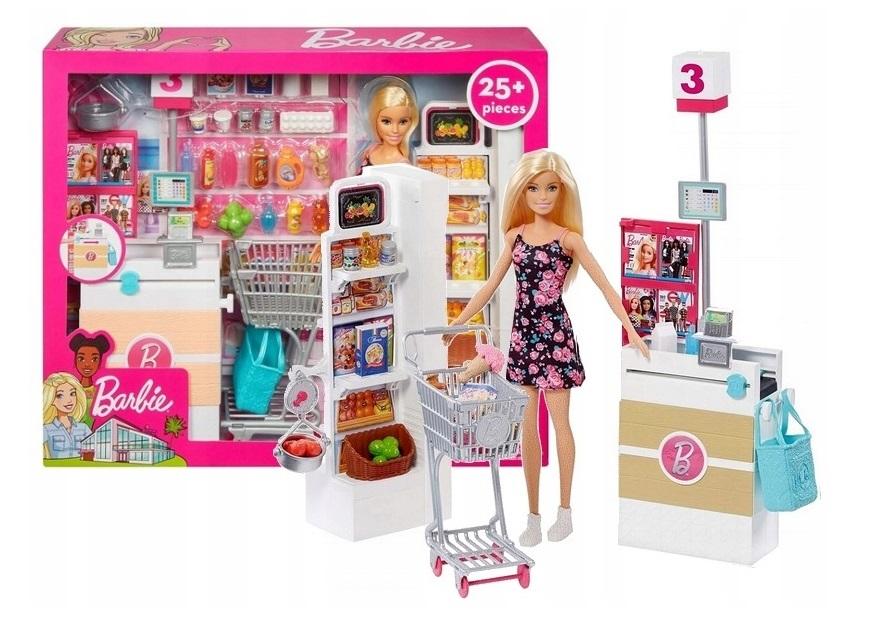 Lalka Barbie FRP01 Supermarket Akcesoria Sklepik spożywczy