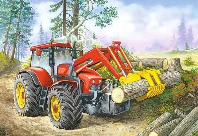 

Puzzle Układanka Auto Traktor Las 5+ 60 El. Castor