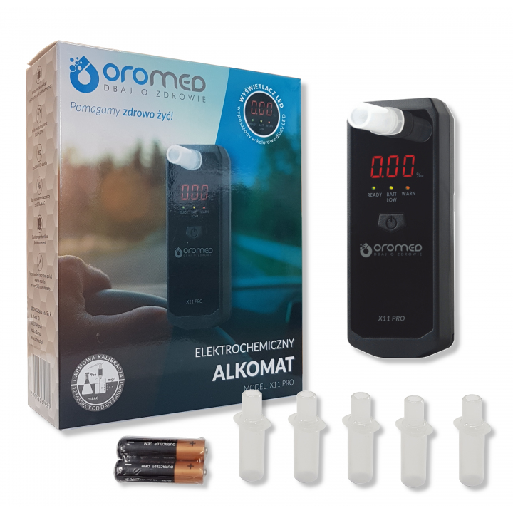 Oromed X11 Pro Alkohol Tester Elektrochemický, presný náustky kalibrácia 12 m