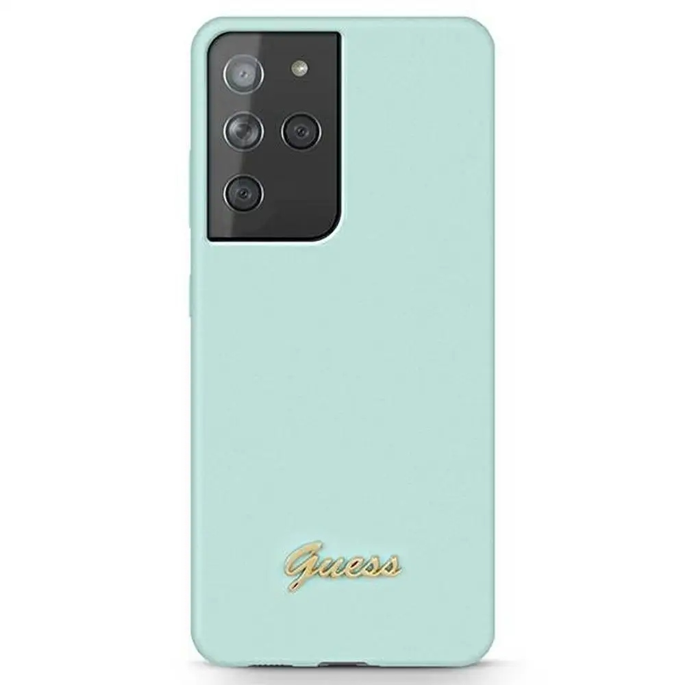 Etui Guess Silicone Script Metal Logo na Samsung Galaxy S21 Ultra Guess