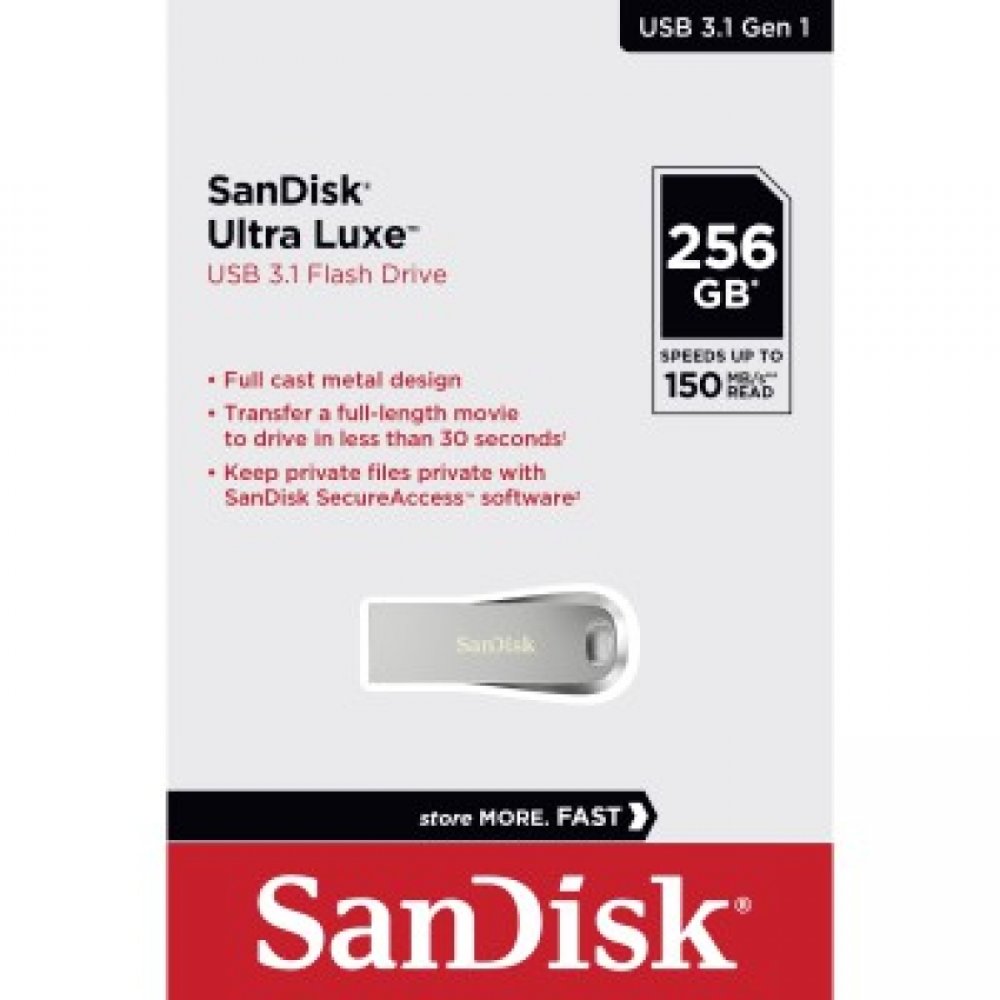 Metalowy Pendrive SANDISK Ultra Luxe 256GB 400MB/s Interfejs USB 3.1