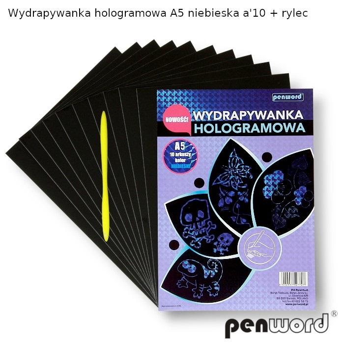 wydrapywanka hologramowa A5 NIEBIESKA a'10 + rylec — 3