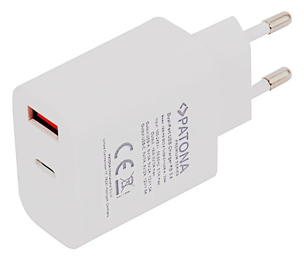 Ładowarka Patona 18W Pd Qc 3.0 Usb-c z portem Usb-a