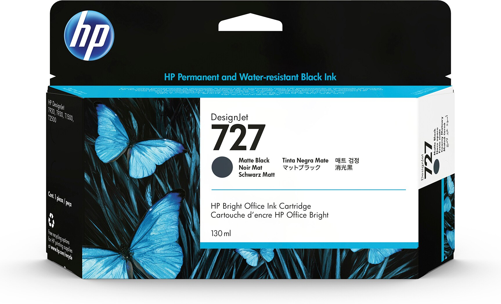 Atramentová náplň Hp 727 Matte Black B3P22A 130ml T920 T1500 T2500 Originál