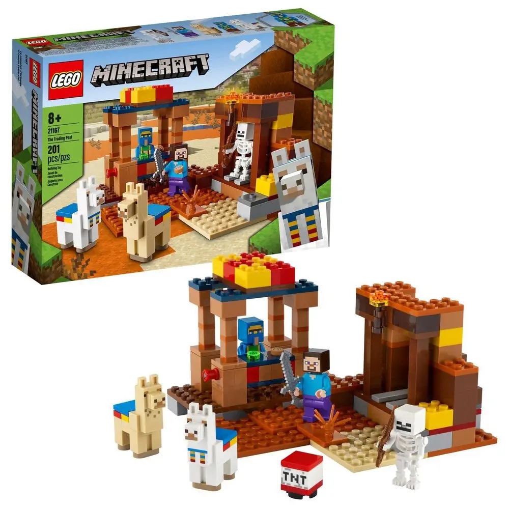 LEGO MINECRAFT 21167 PUNKT HANDLOWY FIGURKA STEVE LAMA HANDLARZ SZKIELET