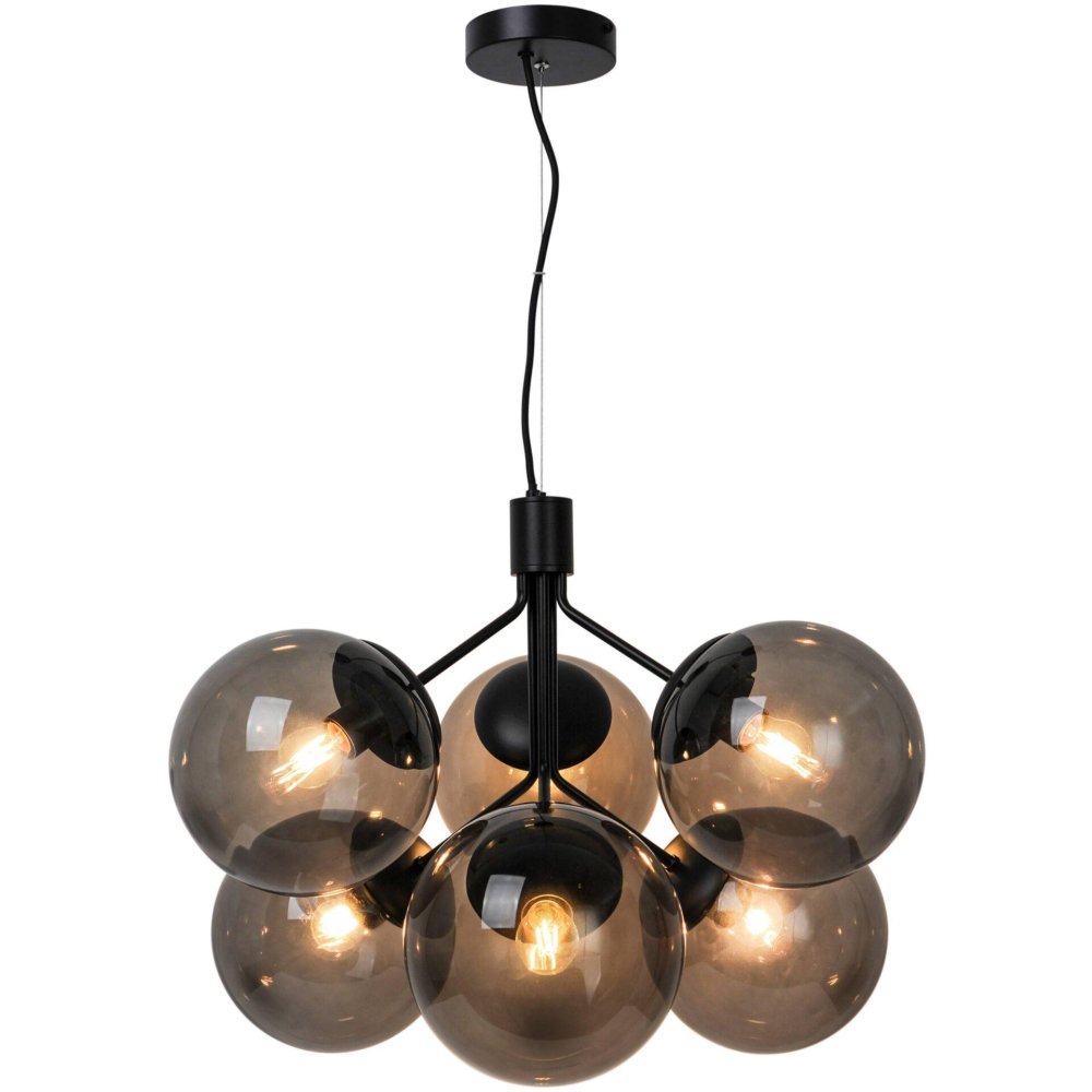 Závesná lampa Ivona 28W max 6x E27 Čierna Sklo/kov IP20 Nordlux