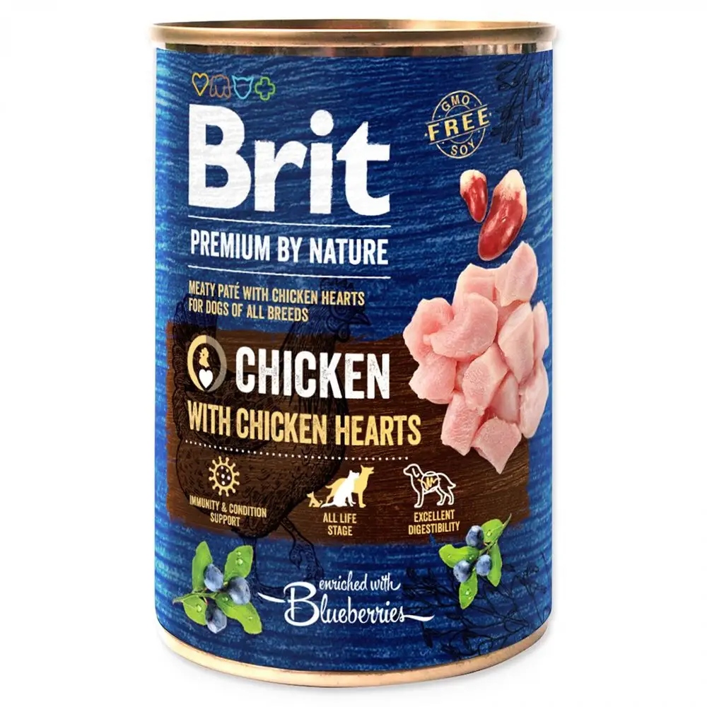 2 x Krmivo pro psy Brit Premium By Nature Chicken&Hearts Kuře 400 g