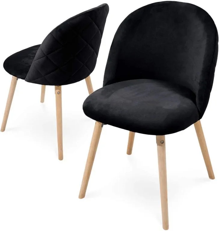 Jedálenské Stoličky 2 ks, farba čierna, zamatové