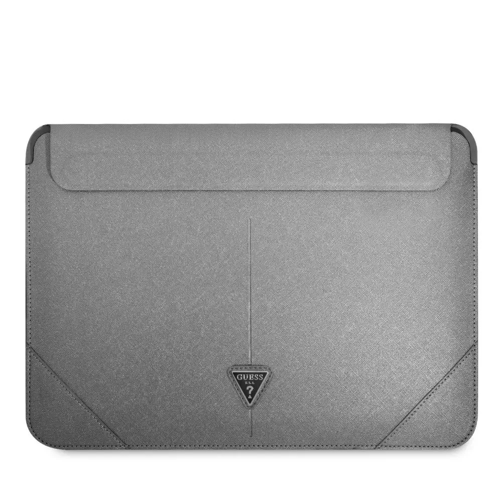 Guess Saffiano Triangle Logo Sleeve puzdro na notebook 13" 14" strieborné