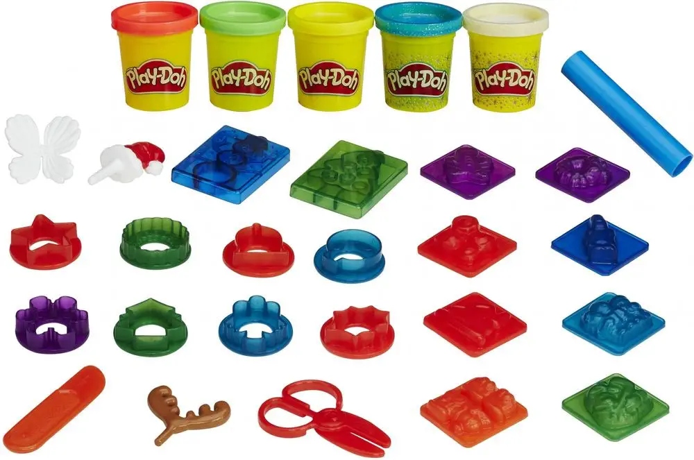 Адвент-календарь Play-Doh, 24 баночки массы для лепки, штампы и аксессуары, от 3 лет — фото 2