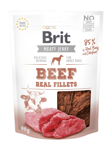 Brit Jerky Beef Fillets 12x 80g