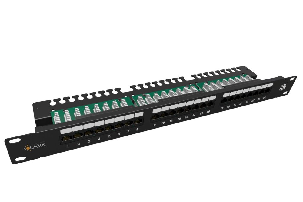 Solarix Patch panel 24x RJ-45 Cat5e Utp s vyvazovací lištou 1U SX24L-5E-UTP