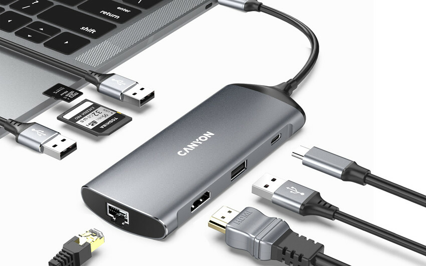 CANYON HUB DS-15 8 w 1  4k USB-C Szary — 7