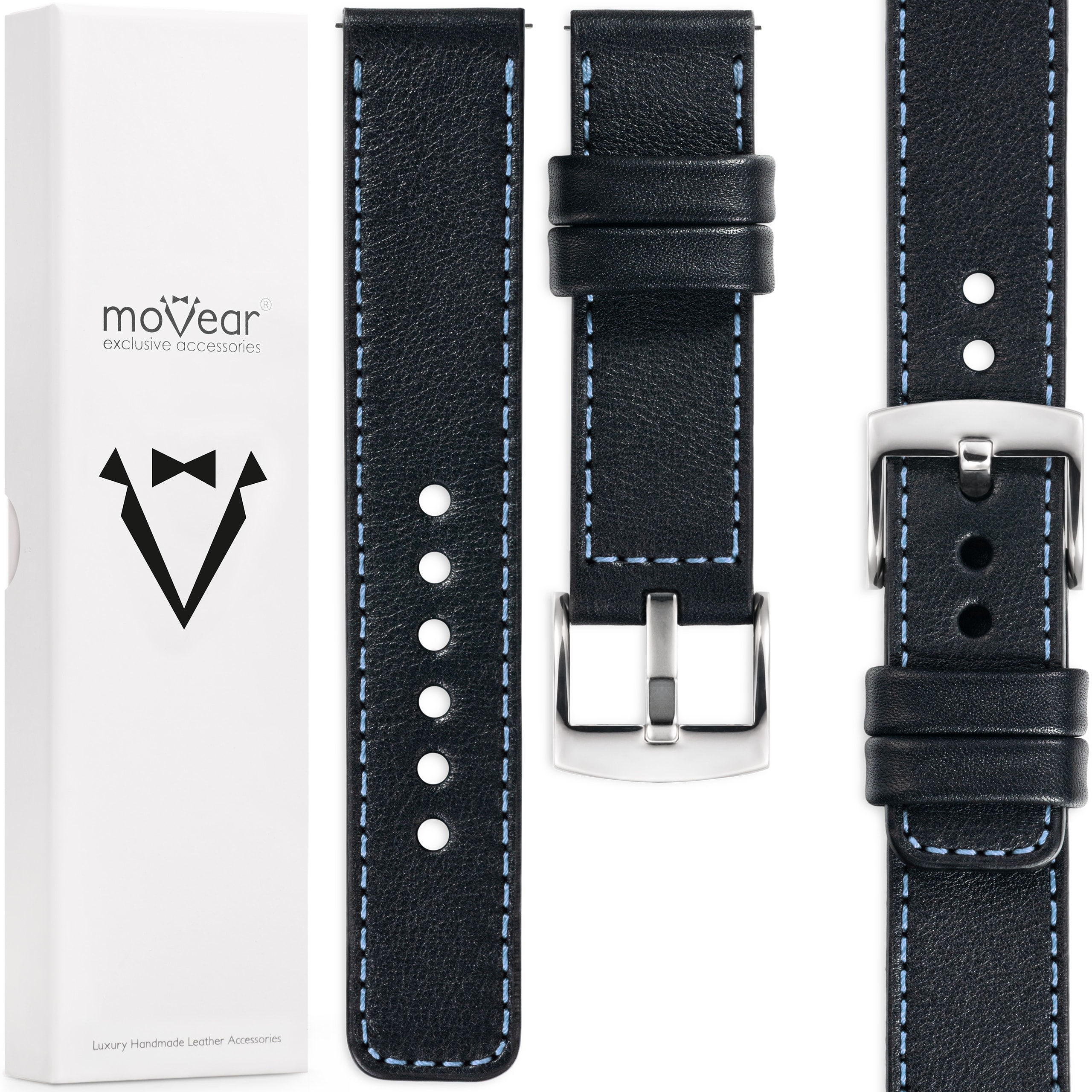 Řemínek 22 mm pro prémiové kožené hodinky, exkluzivní, ručně vyrobený Movear