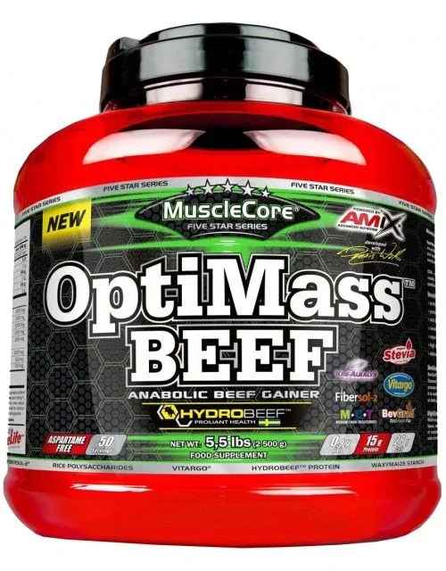 Amix OptiMass Beef 2500 Gainer Hovězí protein Sacharidy bez cukru