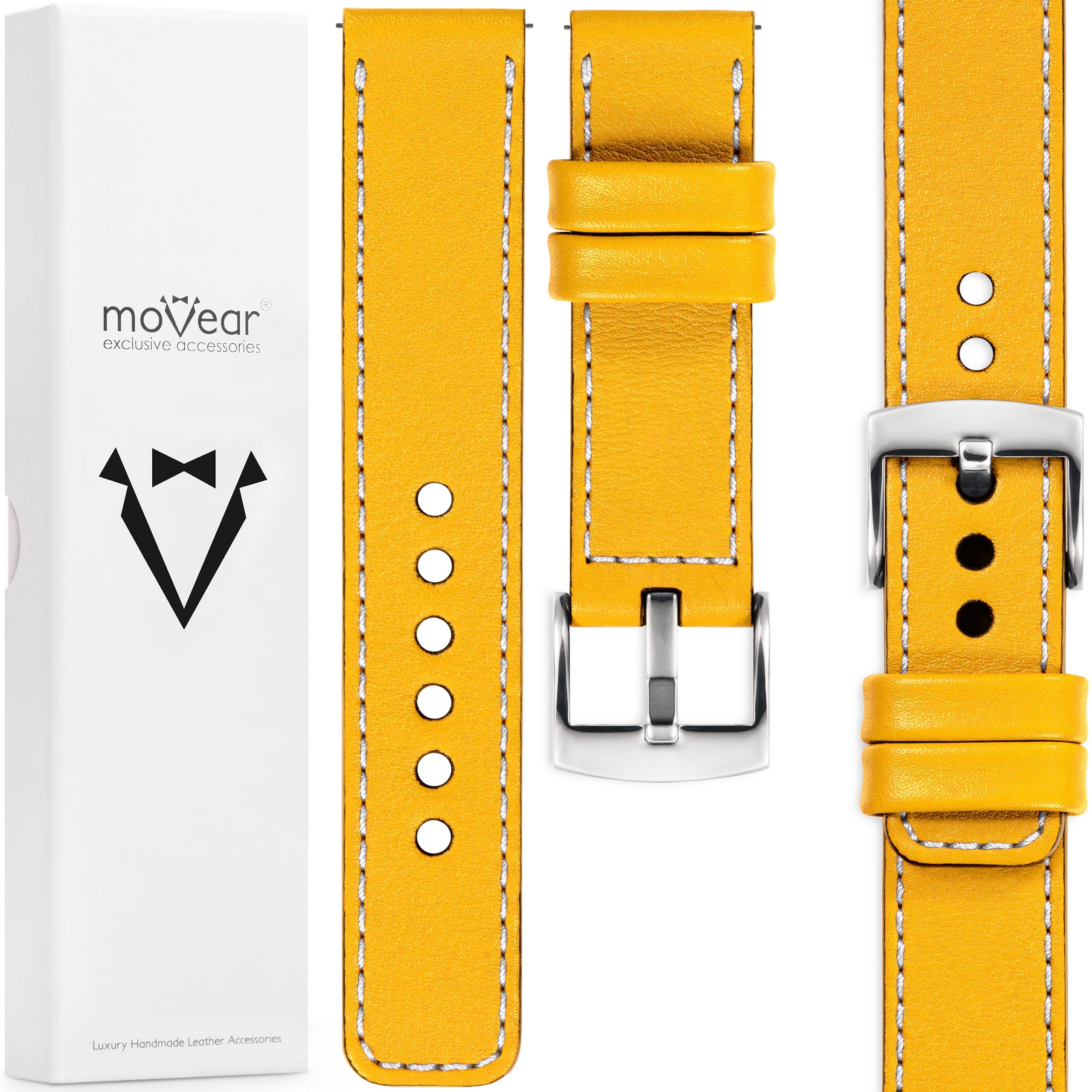 Kožený opasek 26 mm exkluzivní pro prémiové hodinky Polský Žlutý