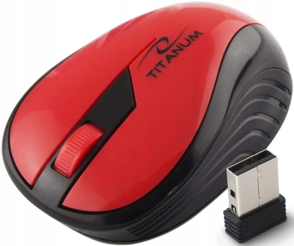Titanum Mysz bezprzewodowa 2. 4Ghz 3D optyczna Usb Rainbow Czerwona