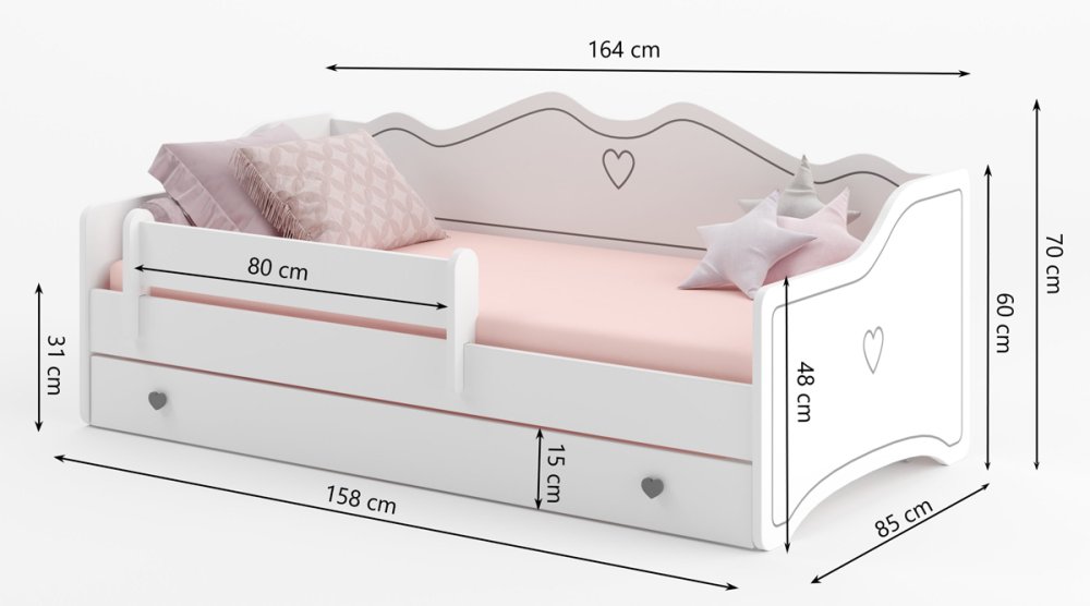 Łóżko z materacem EMKA Pink, White 160x80 — 16