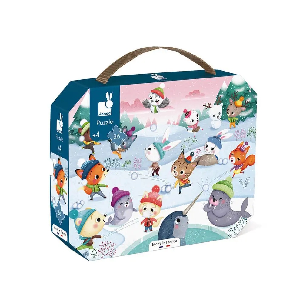 Puzzle w walizce Zabawa na śniegu 36 elementów 4 , Janod