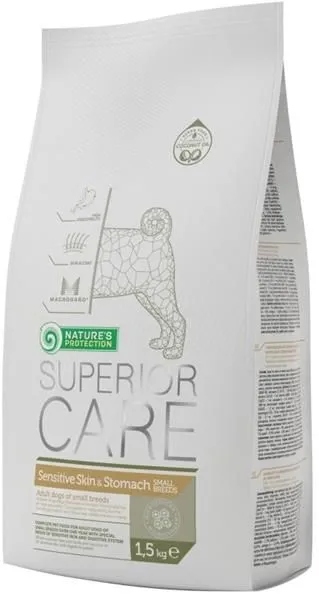 Levně Nature's Protection Sensitive Skin & Stomach Adult Small Breed 1,5 kg Krmivo pro dospělé psy malých plemen s citlivou kůží a zažíváním 1,5 kg