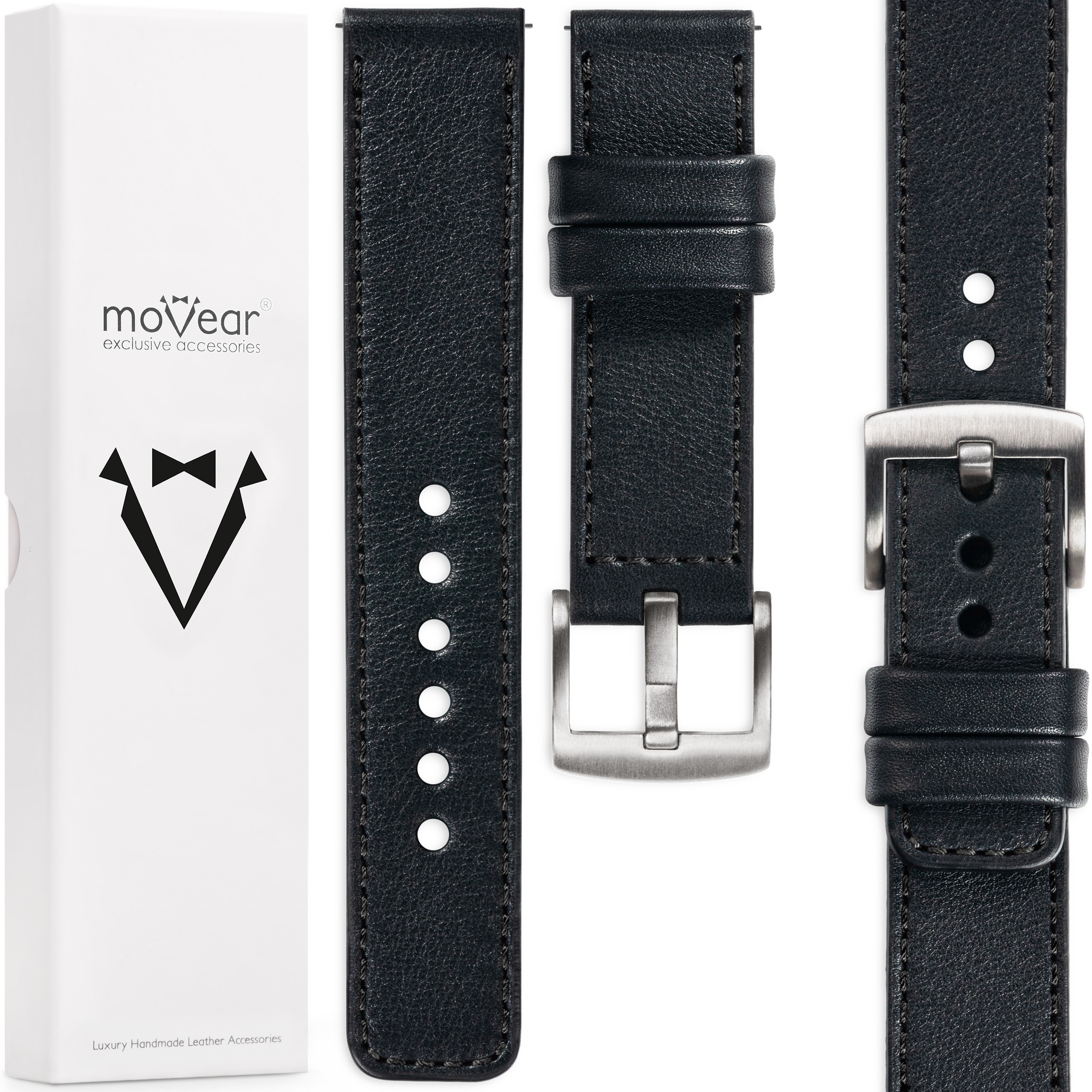 24 mm exkluzivní řemínek pro prémiové hodinky, stylový Movear, kůže