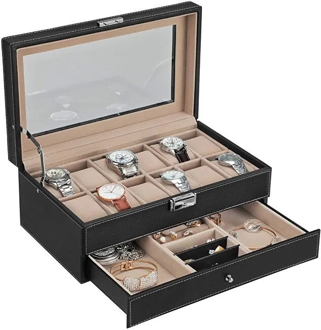 Krabička na šperky Songmics JWB012 32,5 x 19,5 x 11,5 cm černá