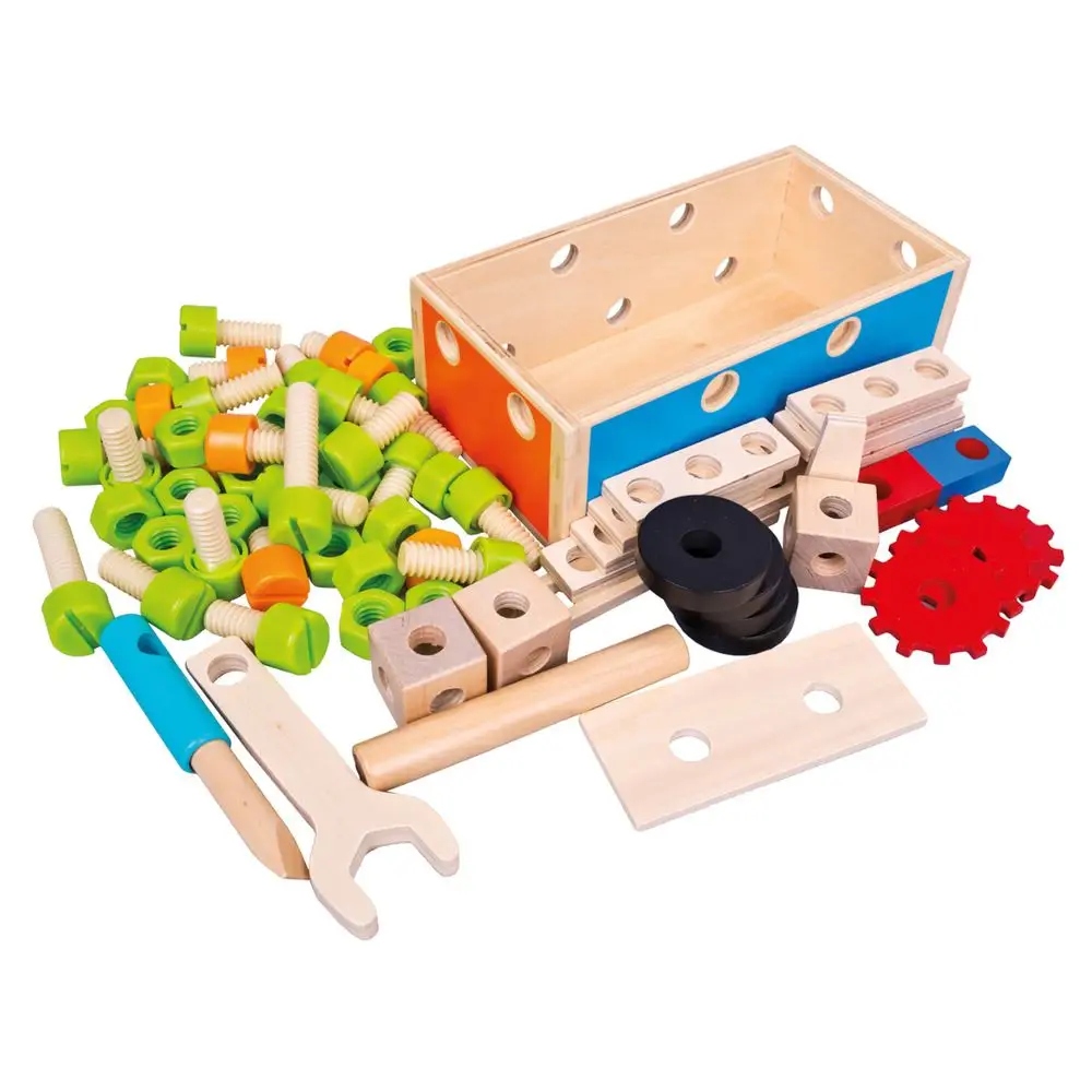 Zestaw konstrukcyjny dla dzieci 3+ Skrzynka Drewniane Klocki do skręcania Materiał drewno karton