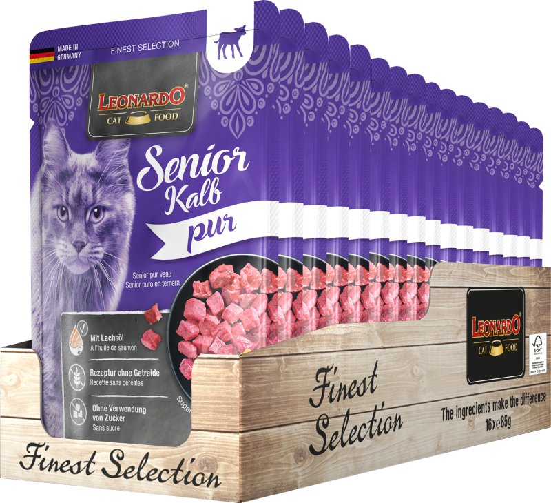Leonardo Finest Selection Senior Mokra Karma Dla Kota Cielęcina 16x 85g