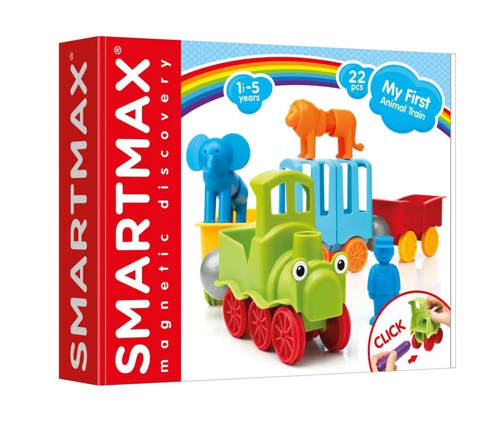 Klocki magnetyczne Smart Max My First Animal Train IUVI Zwierzęta GRA