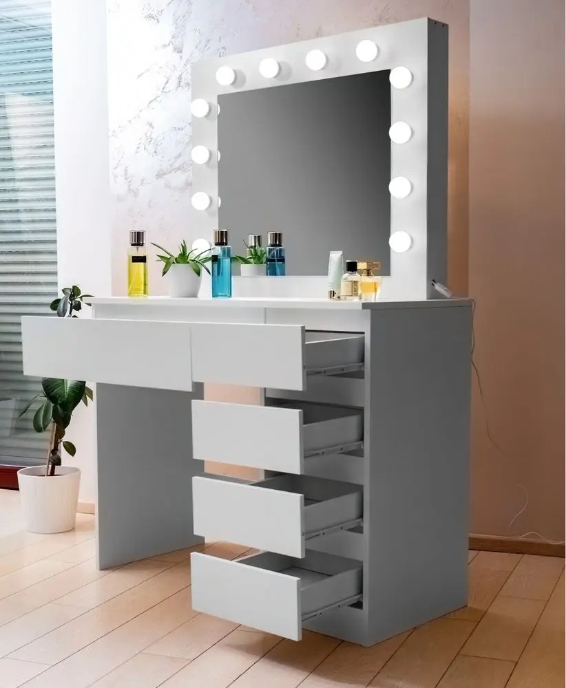 TOALETKA kosmetyczna LUSTRO OŚWIETLENIE 12 LED Kolor mebla biały