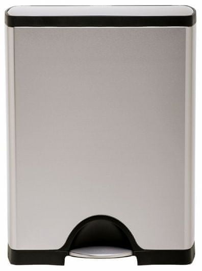 Levně simplehuman Trash Dvoukomorový ocelový odpadkový koš 46 l stříbrný