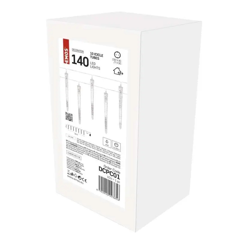 Dekorativní osvětlení rampouchy 3,6 m 140 Led, studená bílá barva IP44 Emos