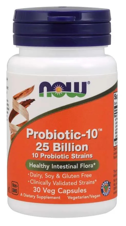 Probiotic-10 NOW 25 Billion 30 kapsułek wegańskich, bez mleka soi glutenu — 6