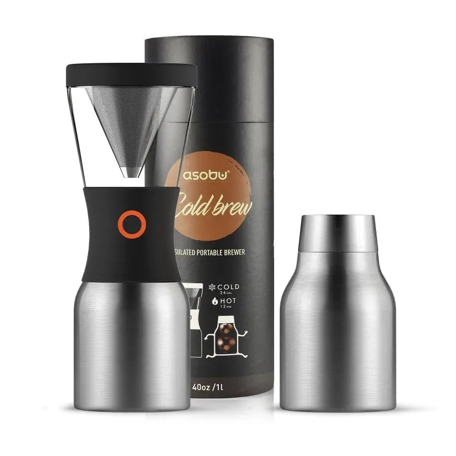 Asobu Cold Brew Izolovaný Prenosný Varič Kávy Strieborný