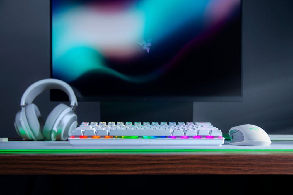 RAZER Klawiatura Gamingowa Przewodowa Huntsman Min Linear Optical Switch Mercury, Biała — 13