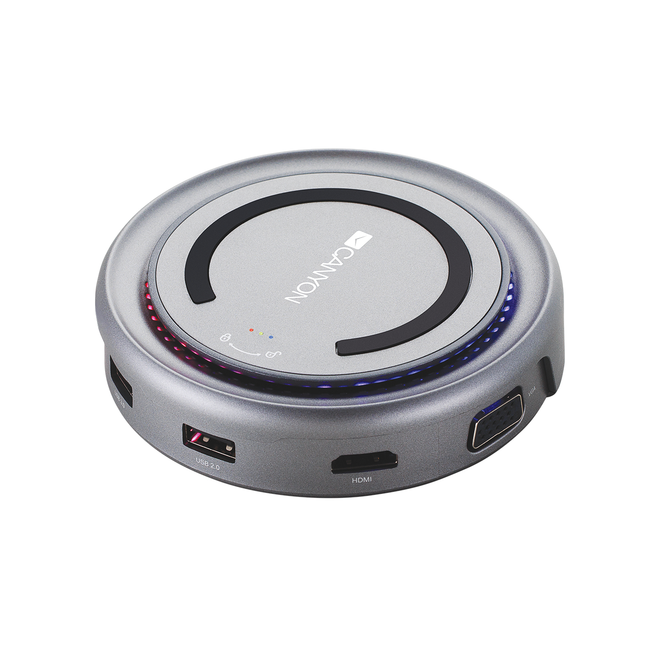 CANYON HUB DS-7 7in1 USB-C Ładowanie Qi Space Grey — 7