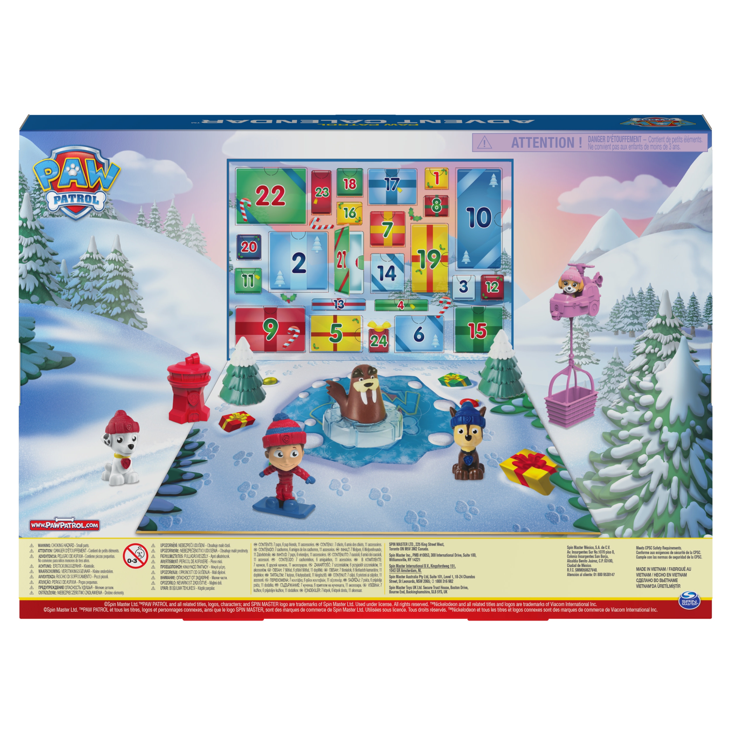 Адвент-календарь Paw Patrol Spin Master, фигурки щенков и зимние аксессуары, от 3 лет — фото 6
