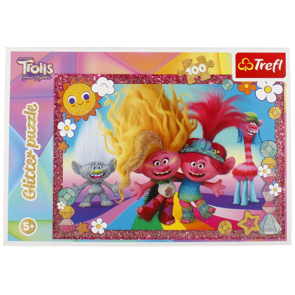 Puzzle 100 Glitter Błyszczące Trolle Trefl