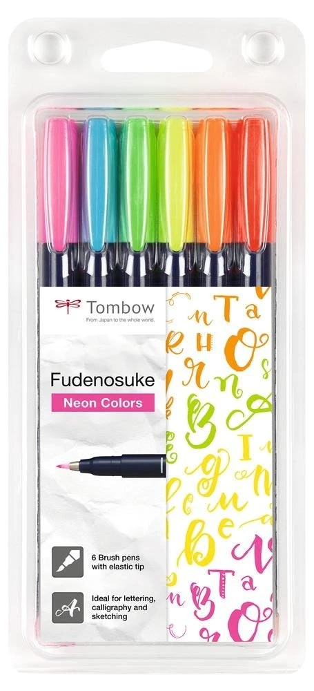 Fixy brush pen Fudenosuke 6 barev