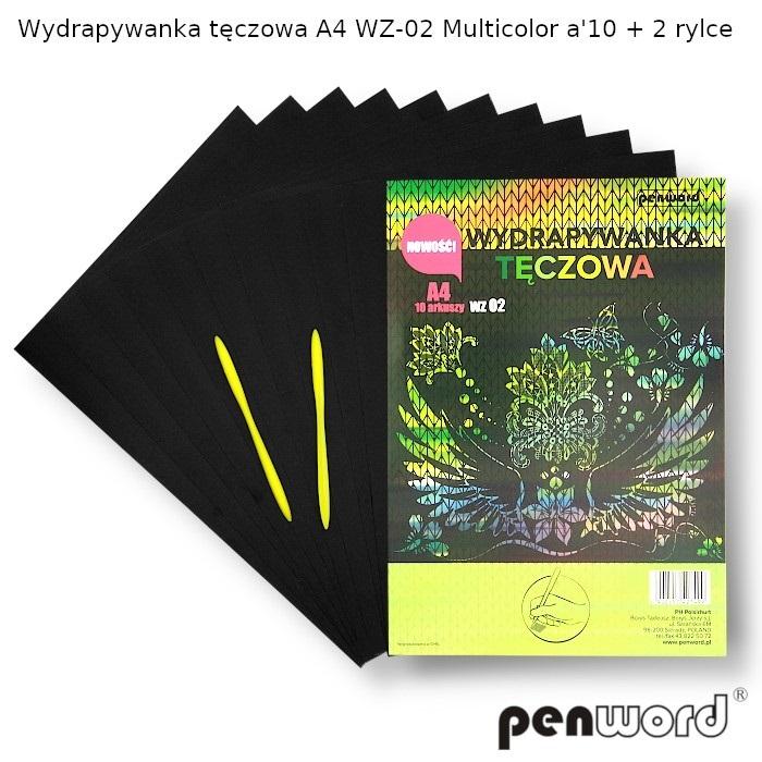 wydrapywanka tęczowa  A4 a'10 multicolor WZ-02 + 2 rylce — 5