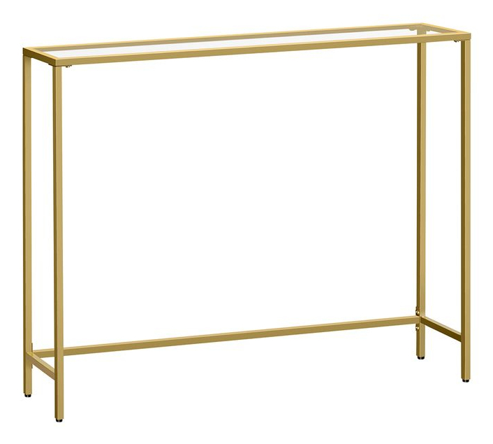Konzolový Stolek regál loftová komoda Songmics zlatá průhledná 109 x 76 x 26,5 cm