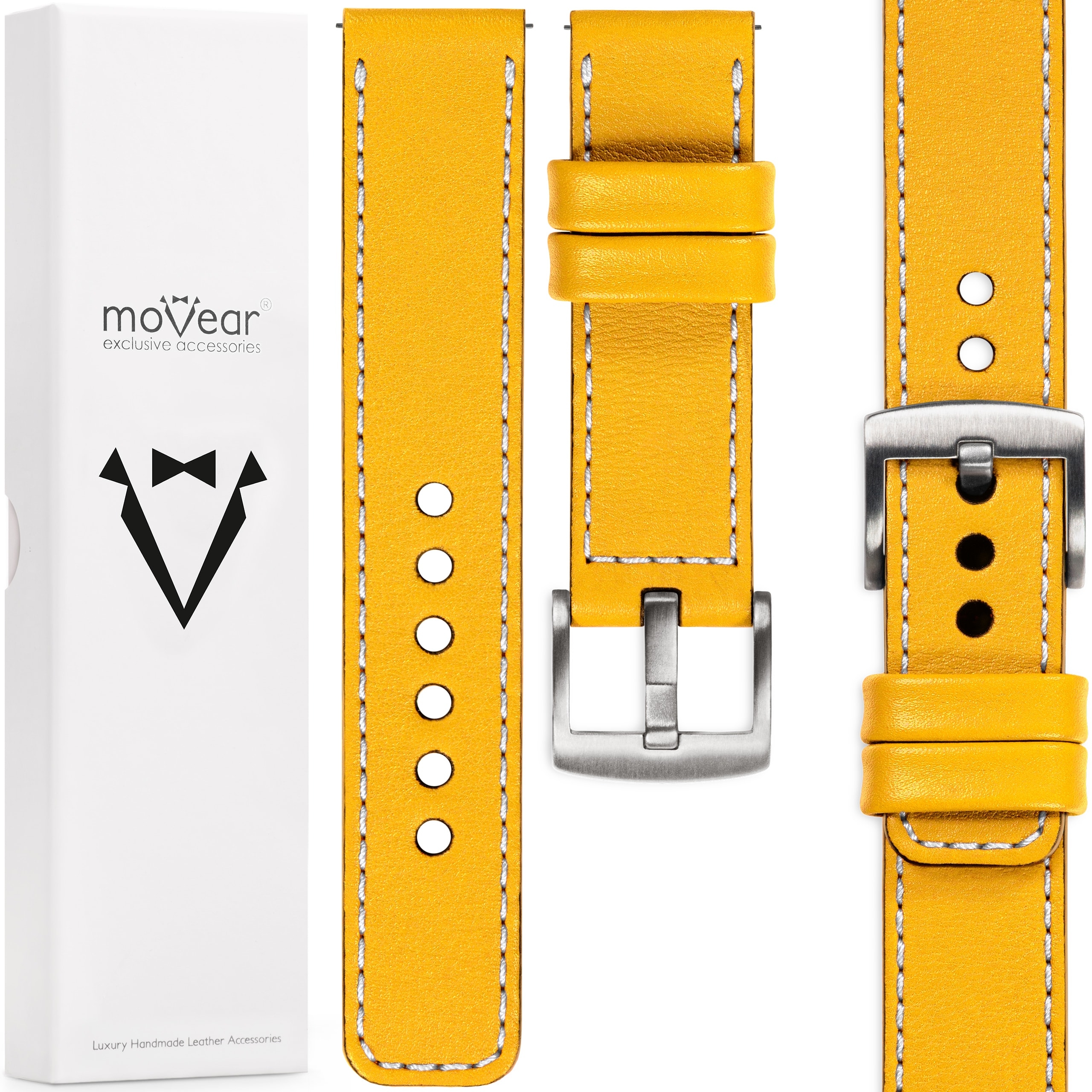 Pásek 24 mm premium pro hodinky, exkluzivní, elegantní, žlutý