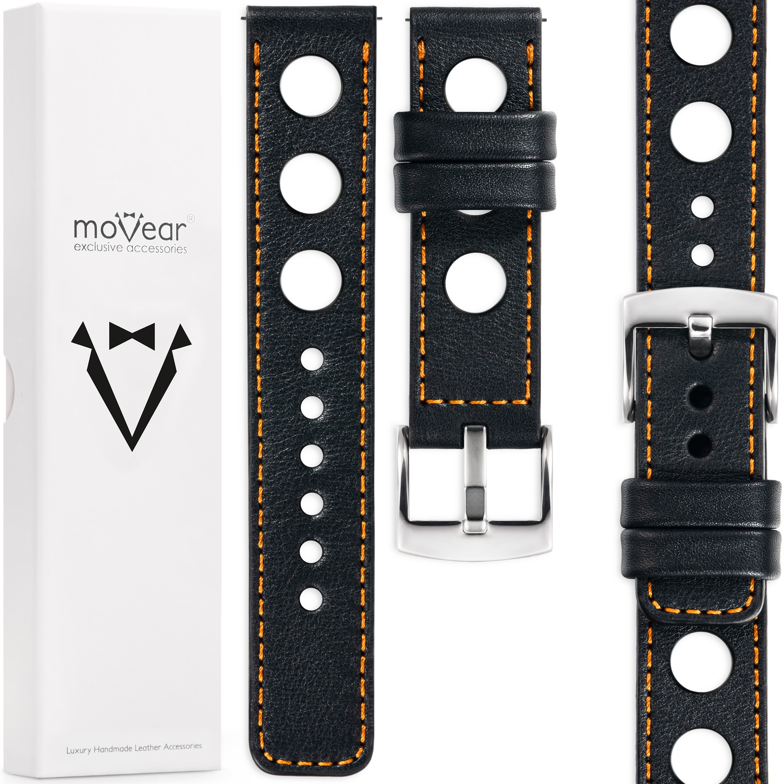 Prémiový řemínek 26 mm pro hodinky exkluzivní Italská kůže Movear Černý