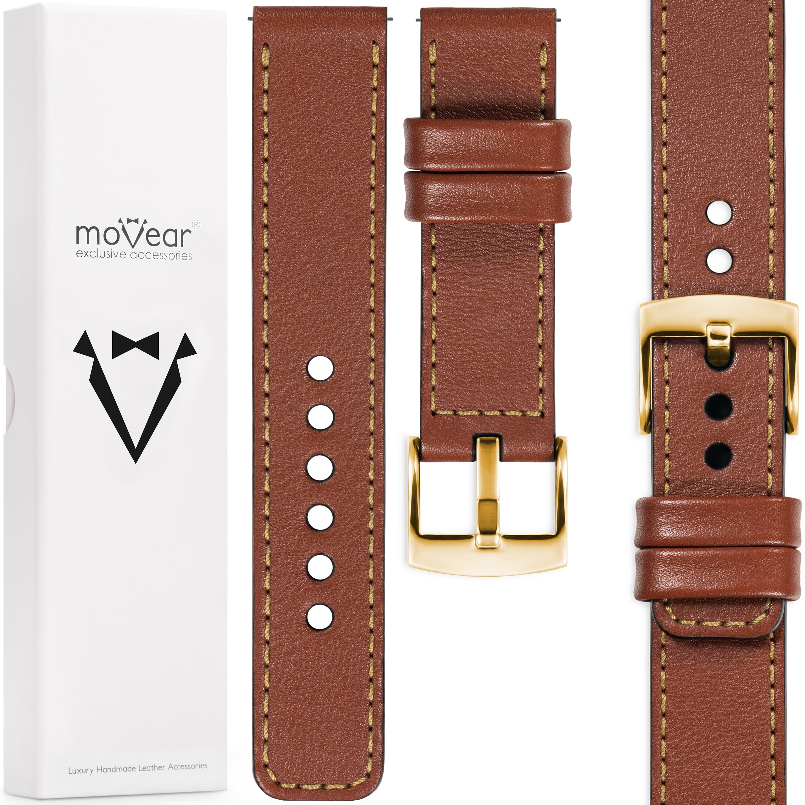 Exkluzivní řemínek 18 mm pro prémiové hodinky Polský Movear Hnědý