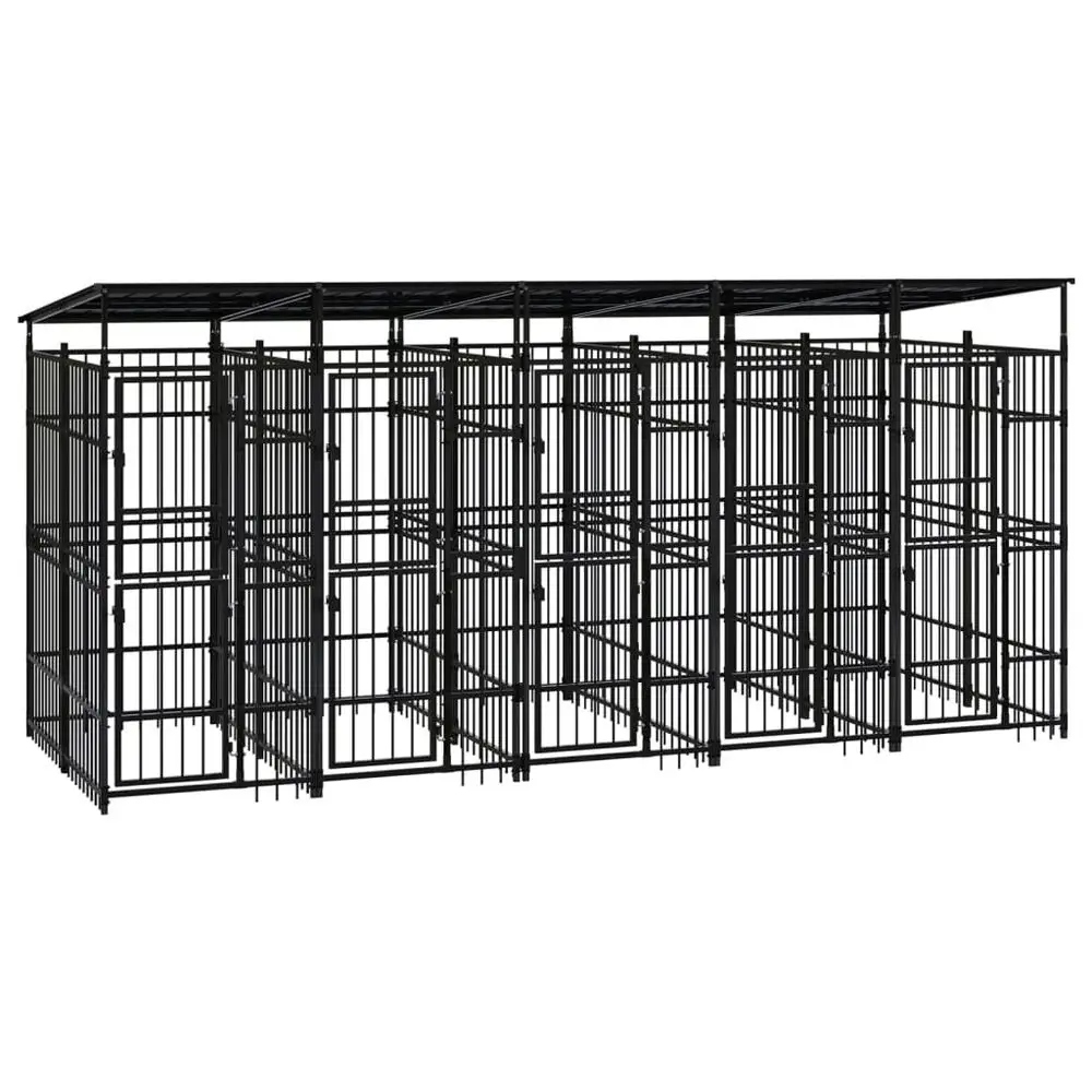 Kotec pro psa VidaXL 3097953 ocelová se zastřešením 487x200x228 cm