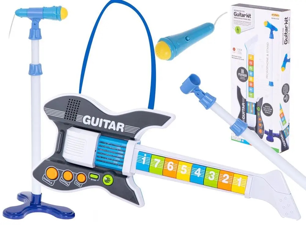

Gitara Elektryczna Rockowa Mikrofon Statyw Swiatła