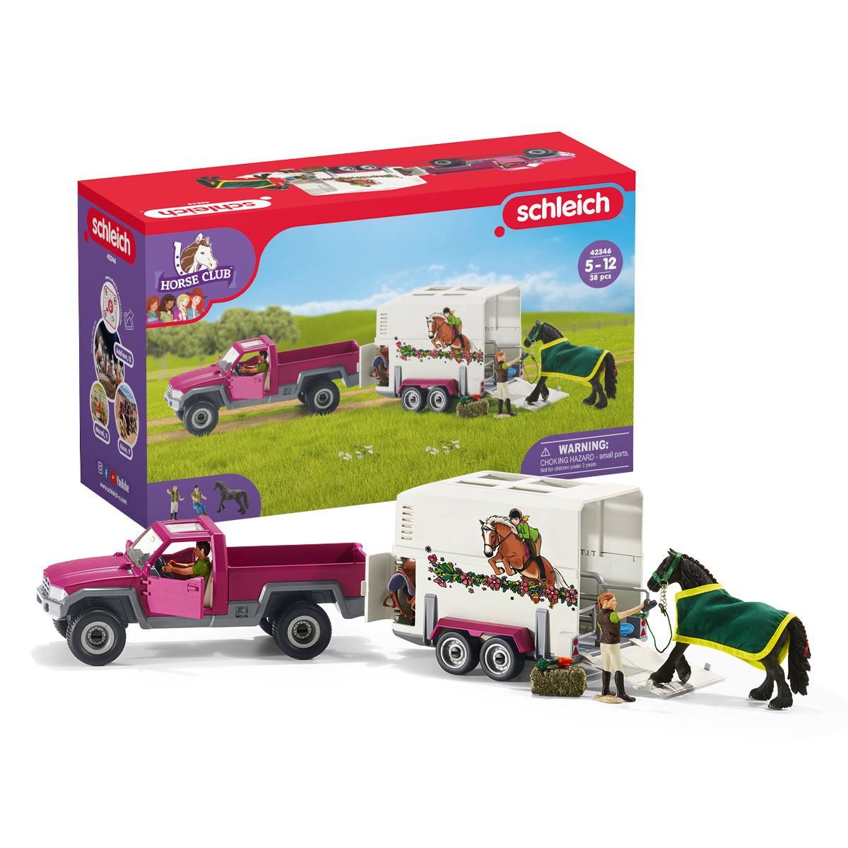Schleich 42346 Farm World. PickUp z przyczepą do przewozu koni