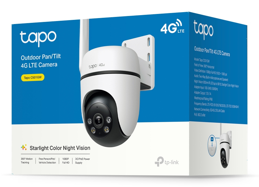 TAPO C501GW Kamera 360° 4G LTE SIM Starlight AI 1080P IP66 Bez WiFi — miniatura 13